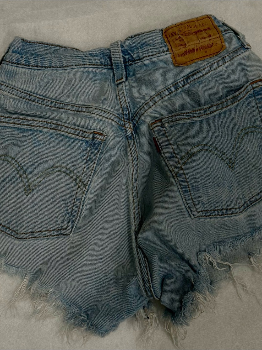 Levi's Light Blue Denim Frayed Cutoff Shorts - Women's